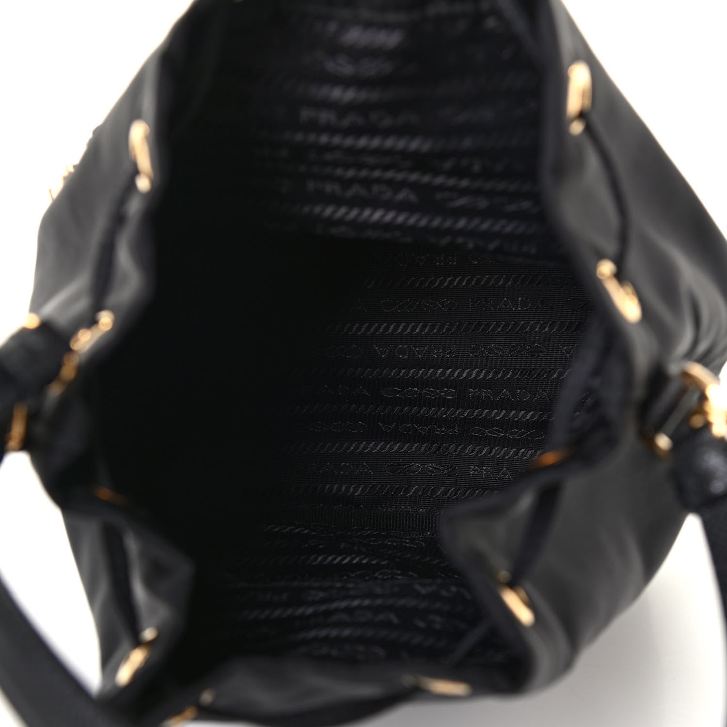 Prada Saffiano Tessuto Nylon Mini Bucket Crossbody Bag Black 4 of 4