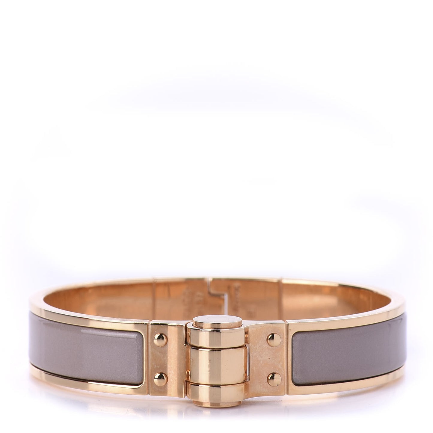 Enamel Charniere Uni Narrow Hinged Bracelet S Marron Glace