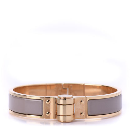 Hermes Enamel Charniere Uni Narrow Hinged Bracelet S Marron Glace 1 of 5