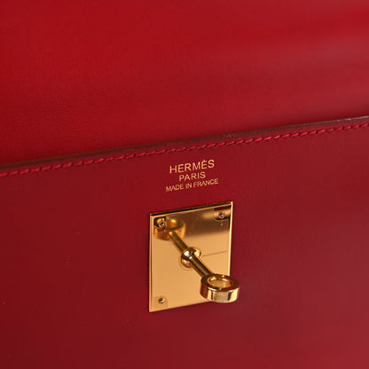 Hermes Tadelakt Kelly Retourne 32 Rouge Vif 6 of 14