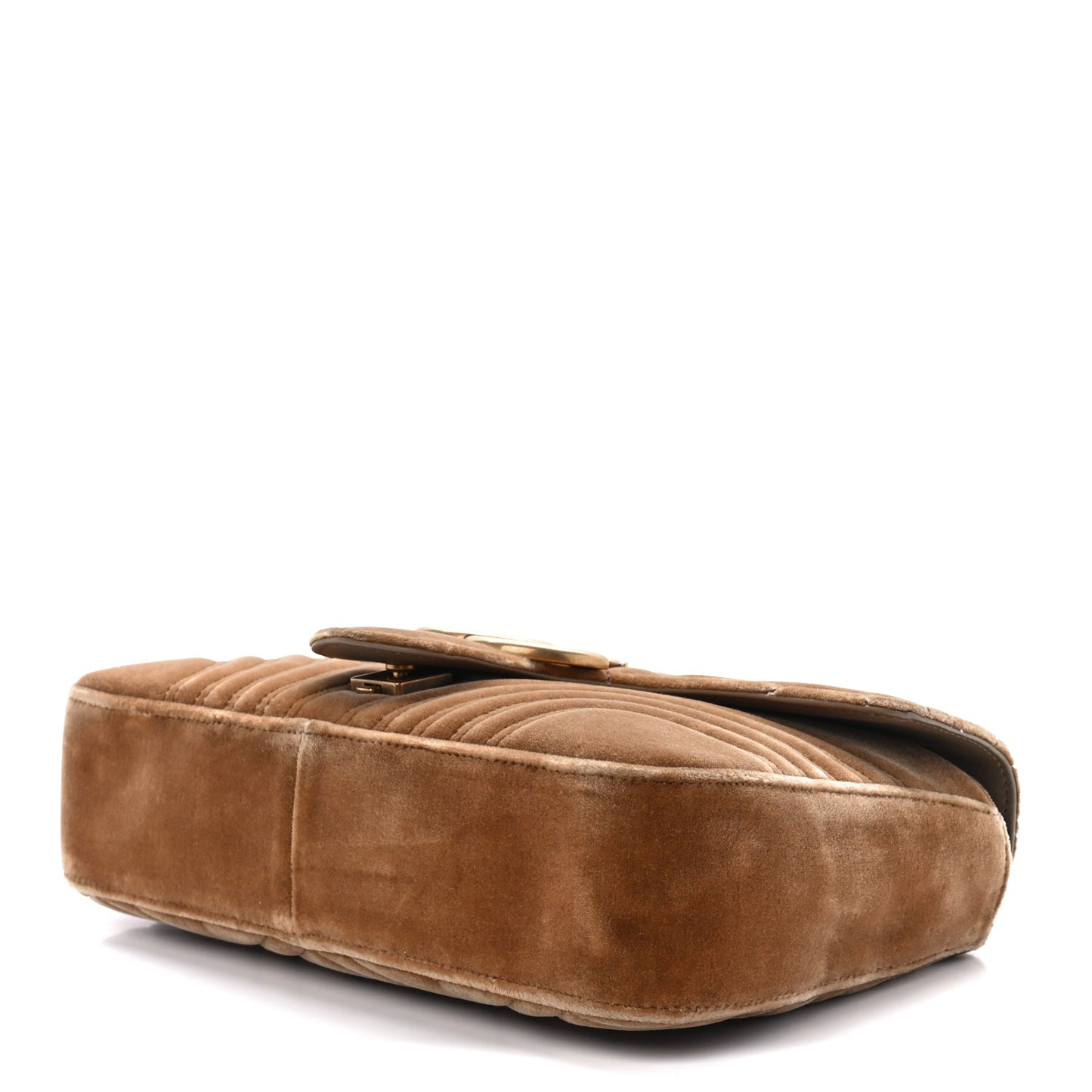Velvet Matelasse Medium GG Marmont Shoulder Bag Taupe