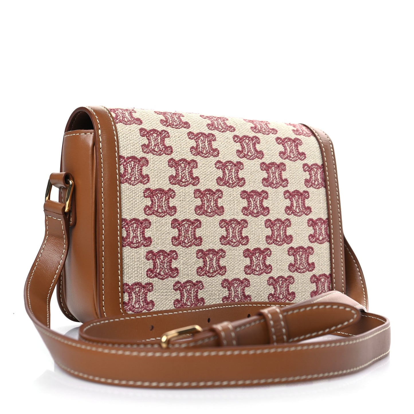 Canvas Calfskin Triomphe Embroidered Teen Triomphe Bag Fox Red