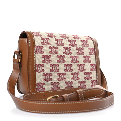 Celine Canvas Calfskin Triomphe Embroidered Teen Triomphe Bag Fox Red 3 of 9