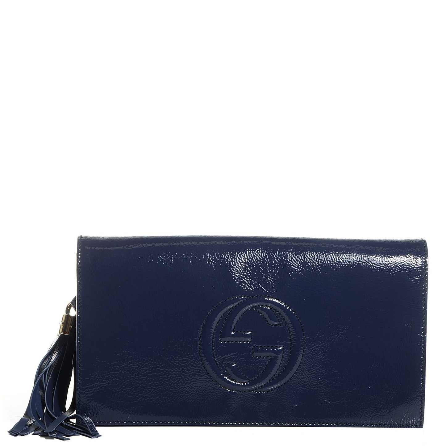 Soft Patent Medium Soho Clutch Uniform Blue
