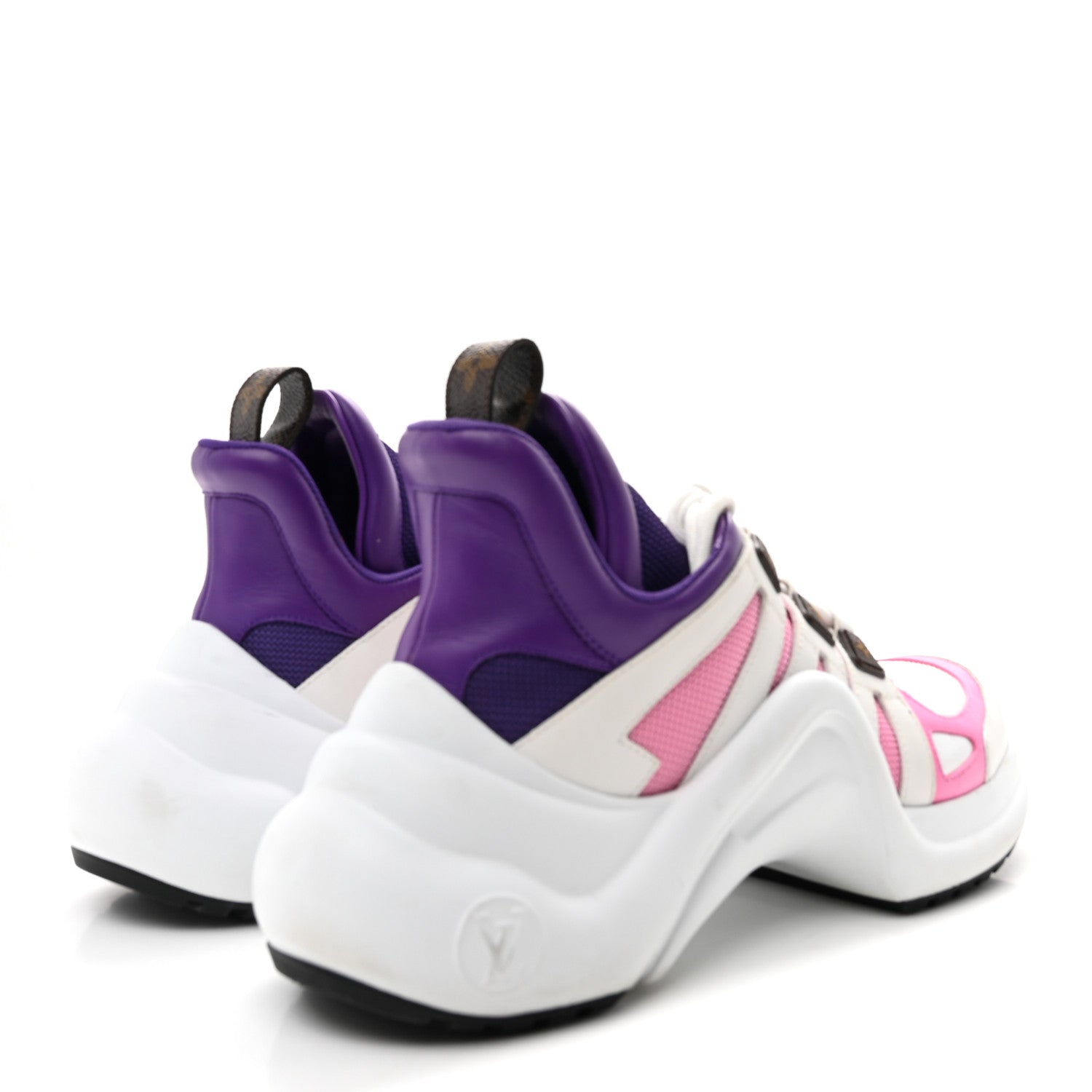 Louis Vuitton Calfskin Technical Nylon LV Archlight Sneakers 38 White Pink Purple 5 of 9