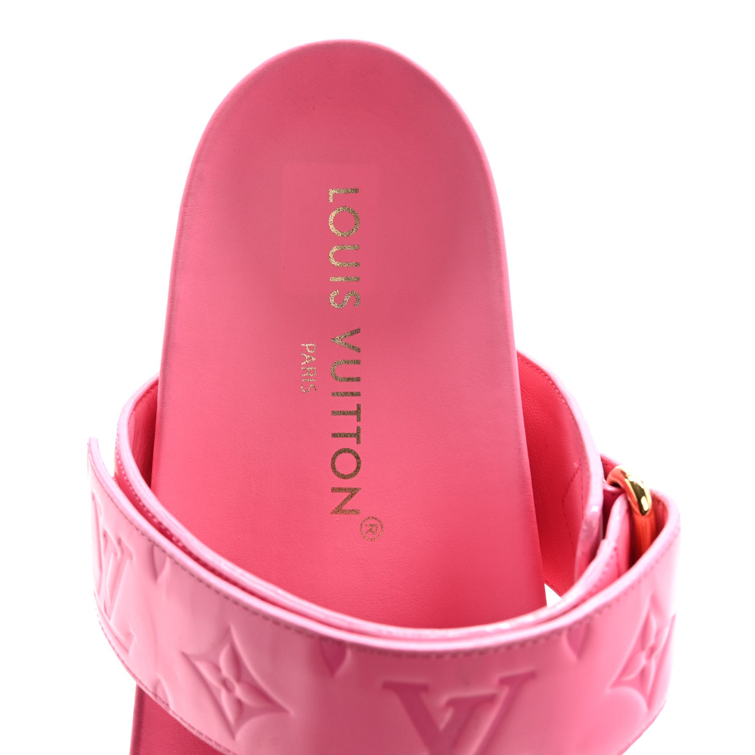 Louis Vuitton Calfskin Monogram Embossed Bom Dia Flat Mule Sandals 41 Pink 8 of 12
