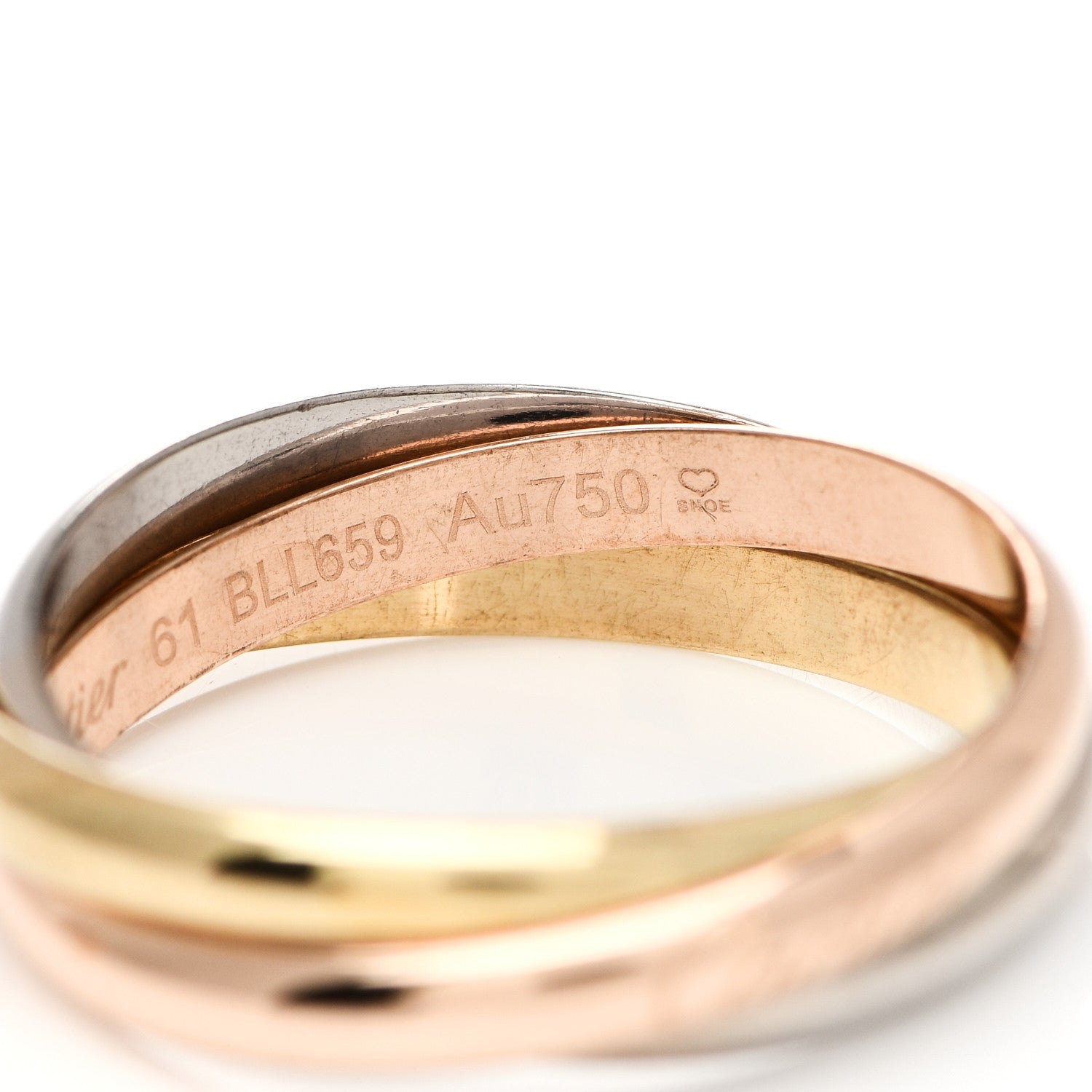 Cartier 18K Pink Yellow White Gold Small Trinity Ring 61 9.5 5 of 7