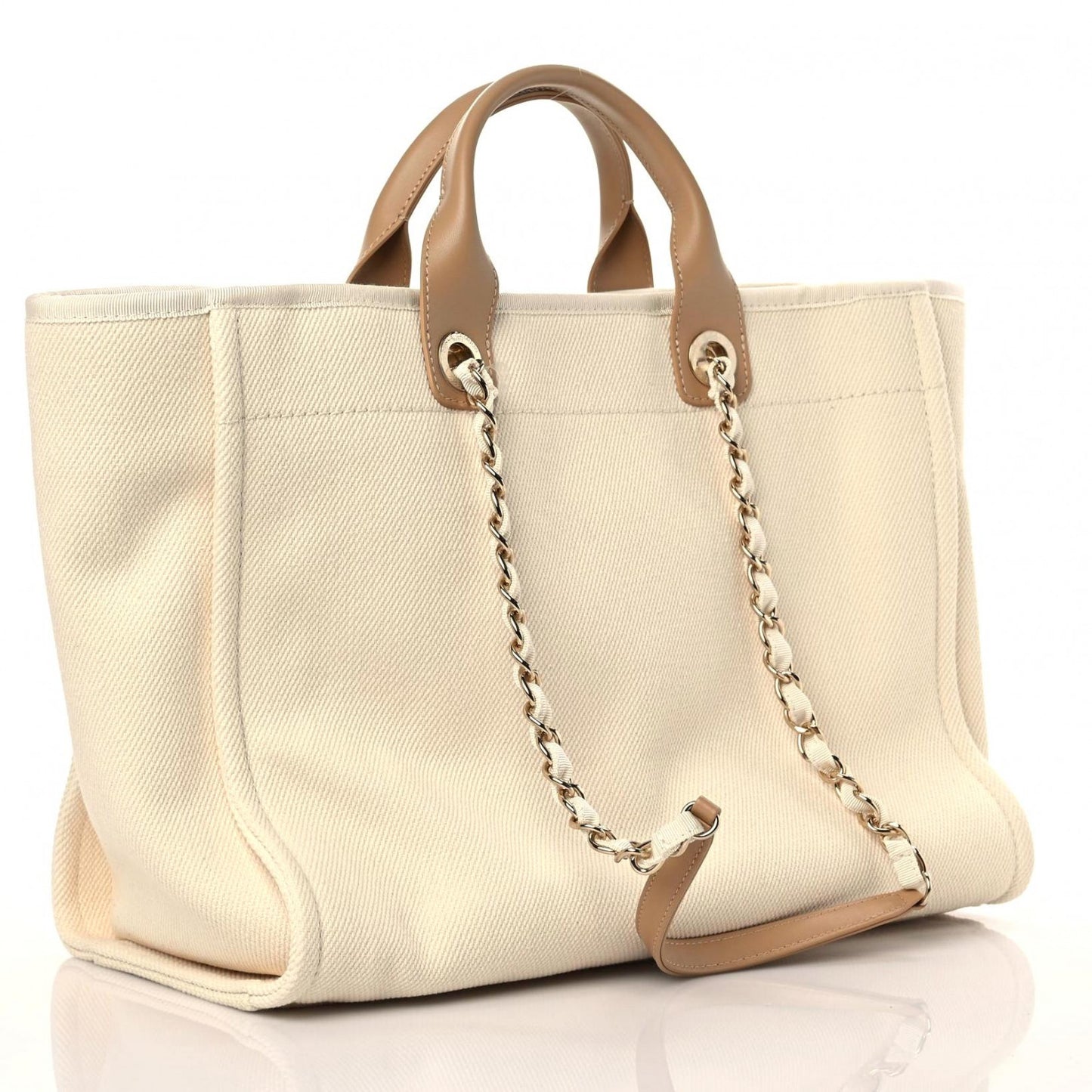 Canvas Pearl Medium Deauville Tote Ecru Beige