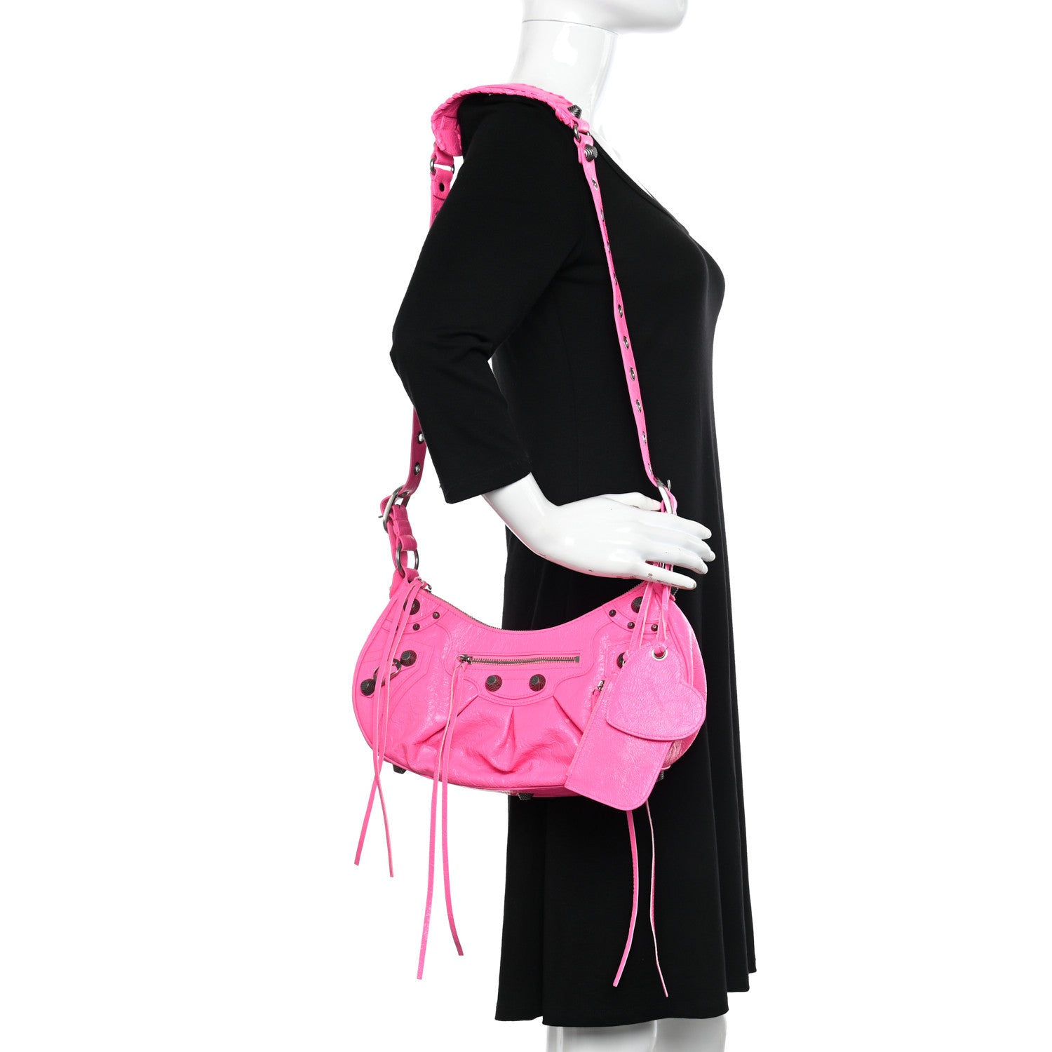 Balenciaga Agneau Arena Small Le Cagole Shoulder Bag Fluo Pink 2 of 10