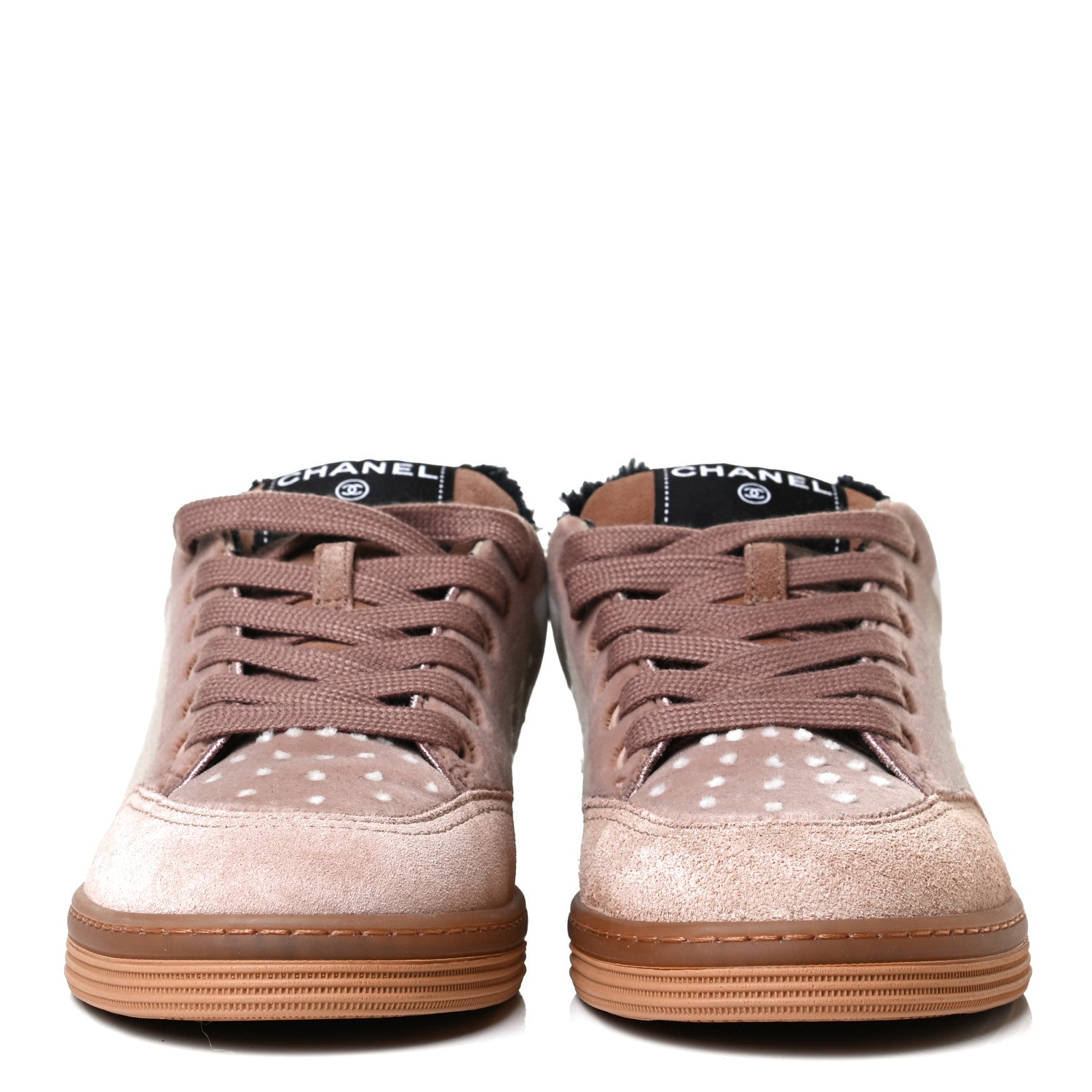 Chanel Fabric Suede Calfskin Logo Sneakers 36 Light Beige 2 of 13