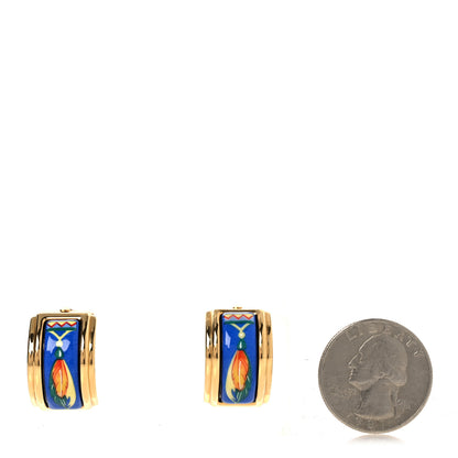 Hermes Printed Enamel Clip On Earrings Gold 2 of 4