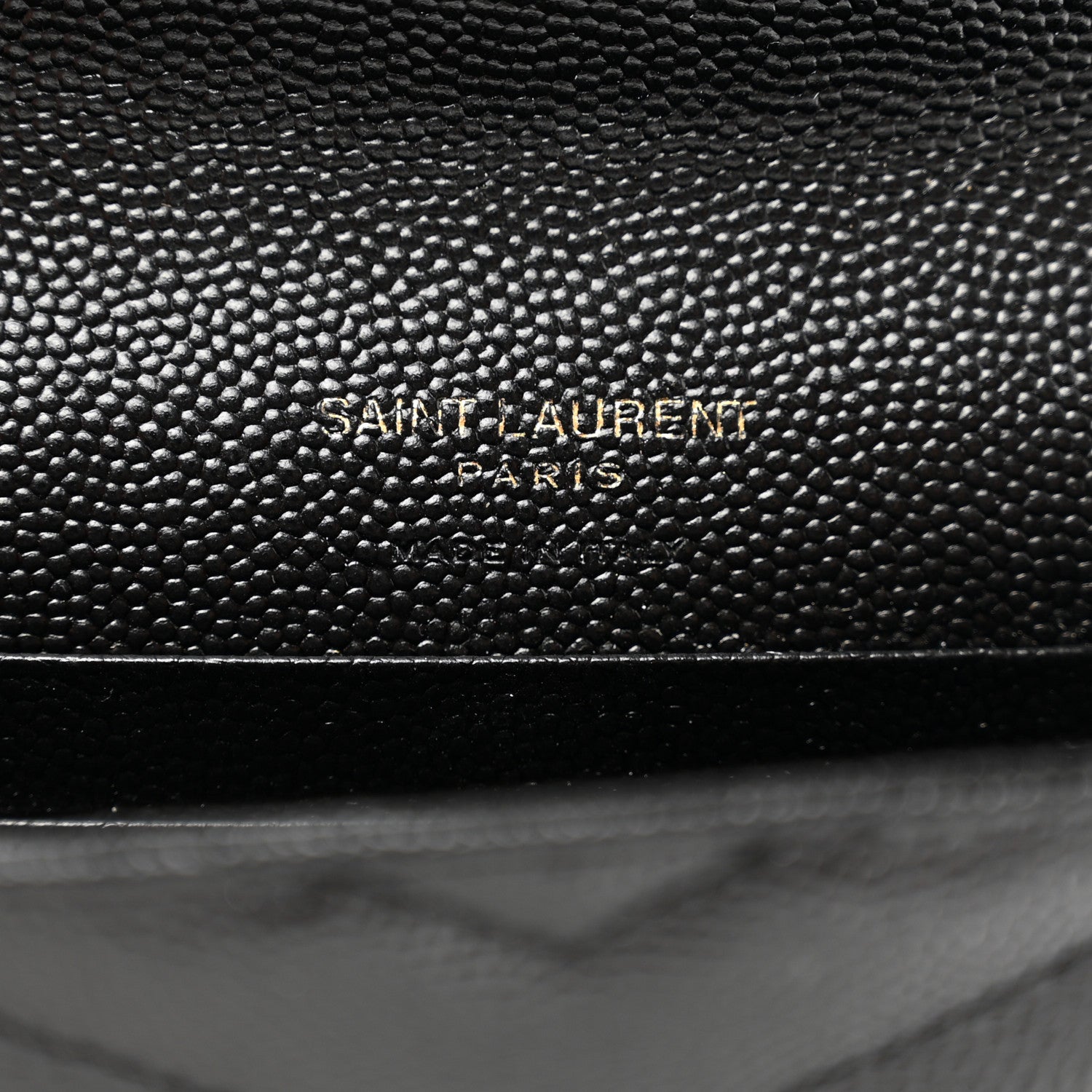 Saint Laurent Grain De Poudre Matelasse Chevron Small Monogram Envelope Wallet Black 6 of 7