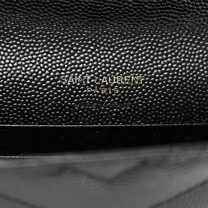 Saint Laurent Grain De Poudre Matelasse Chevron Small Monogram Envelope Wallet Black 6 of 7