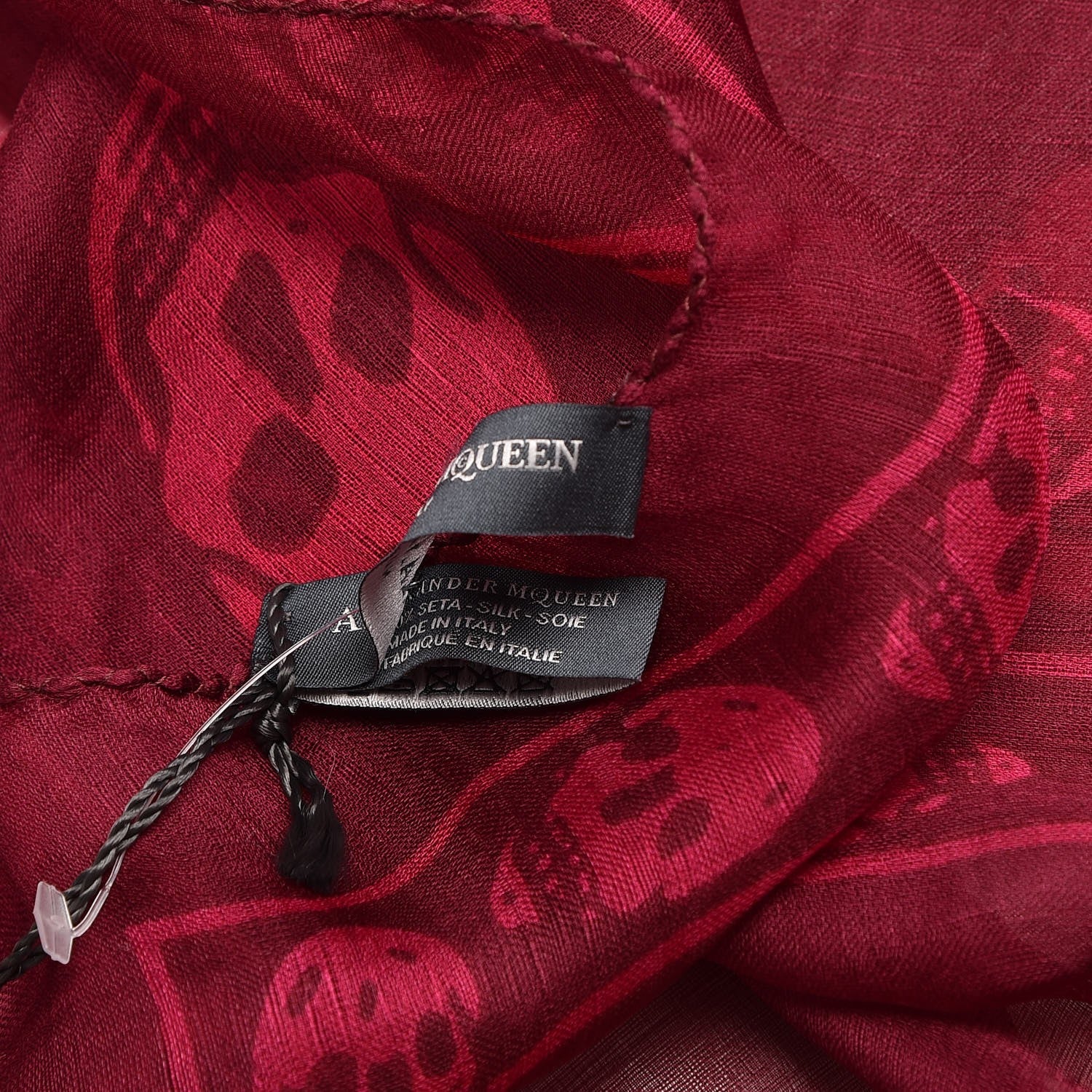 Alexander McQueen Silk Chiffon Skull Scarf Red Pink 6 of 6