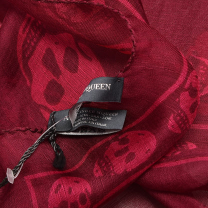 Alexander McQueen Silk Chiffon Skull Scarf Red Pink 6 of 6