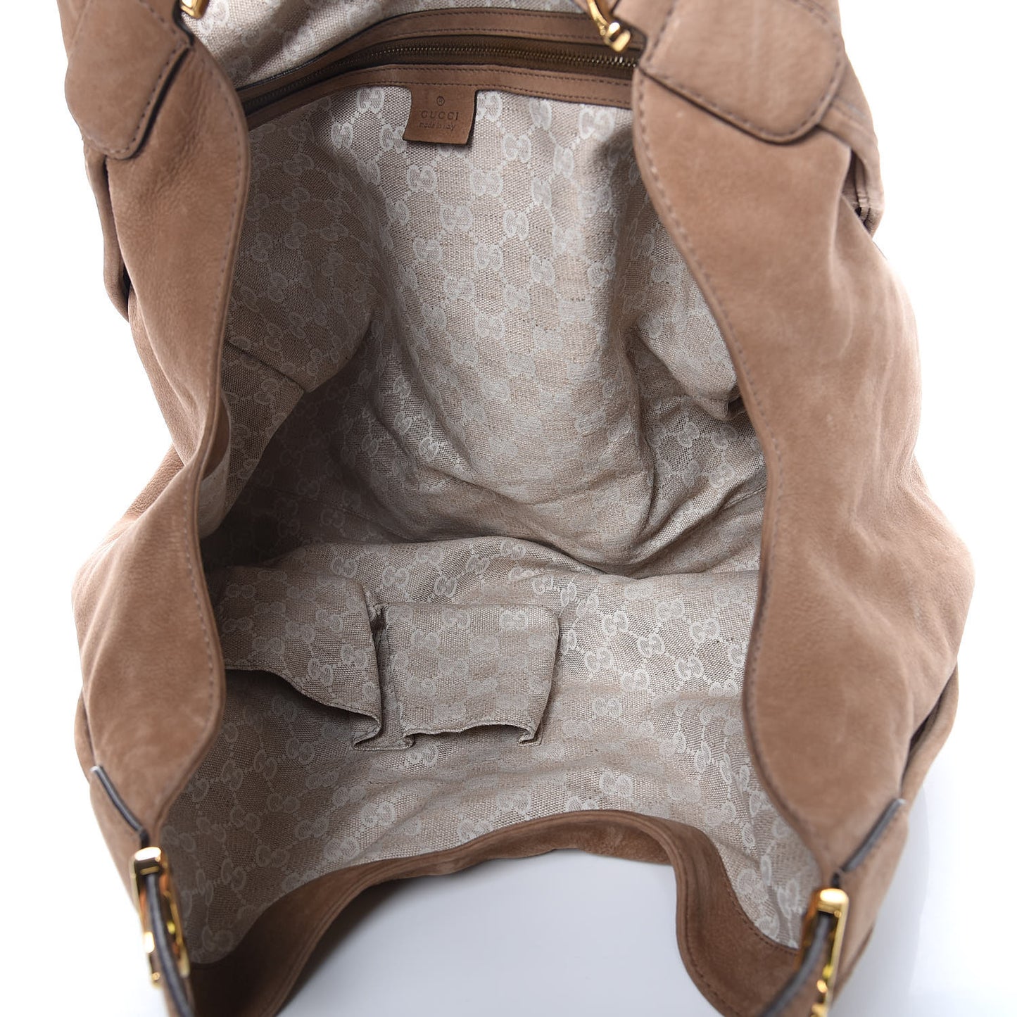 Nubuck Large Soft Stirrup Shoulder Bag Light Brown