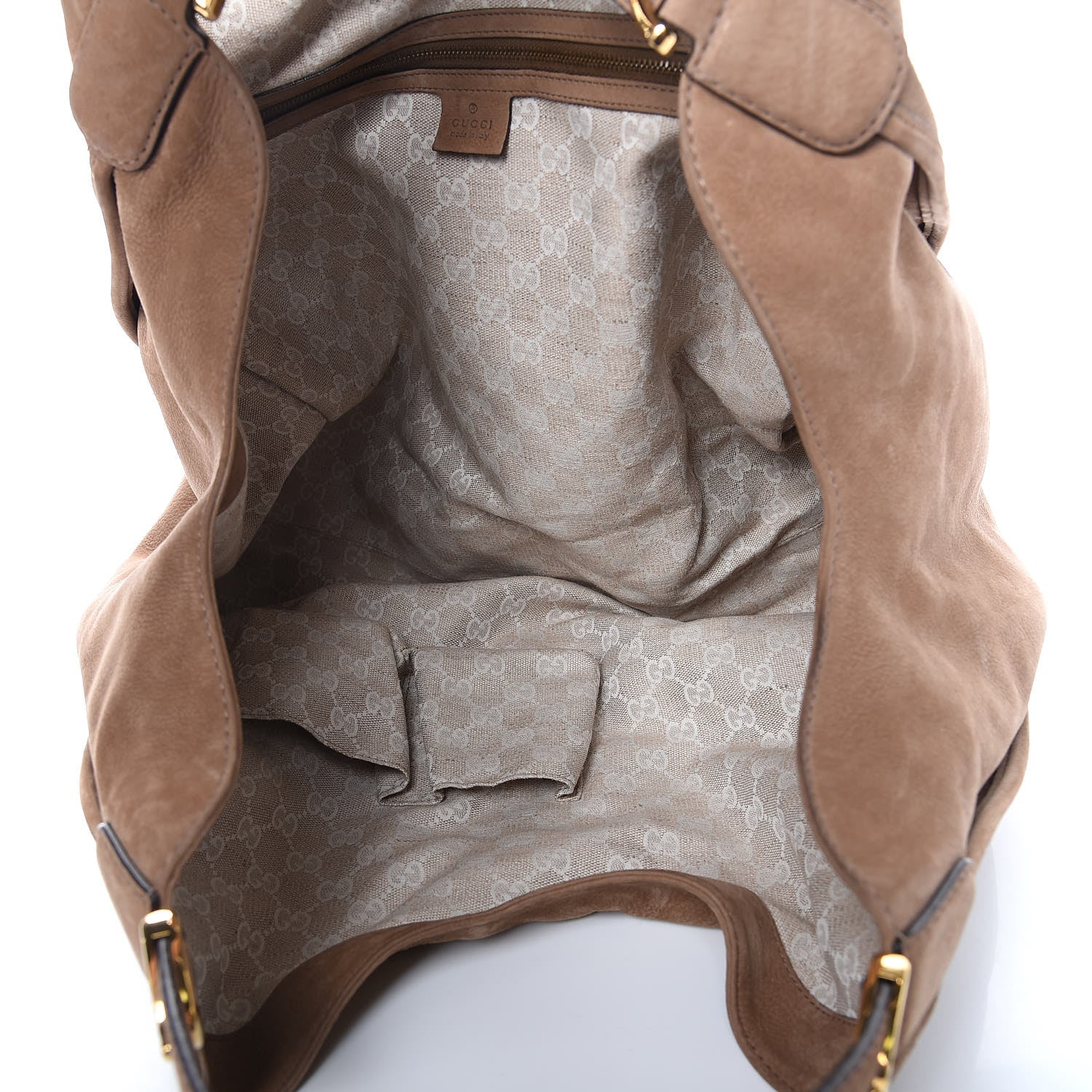 Gucci Nubuck Large Soft Stirrup Shoulder Bag Light Brown 5 of 12