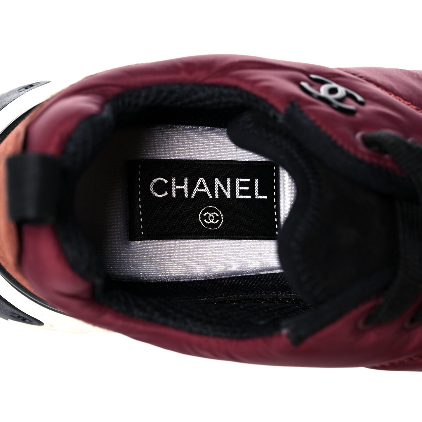 Nylon Suede Calfskin CC Sneakers 38 Burgundy