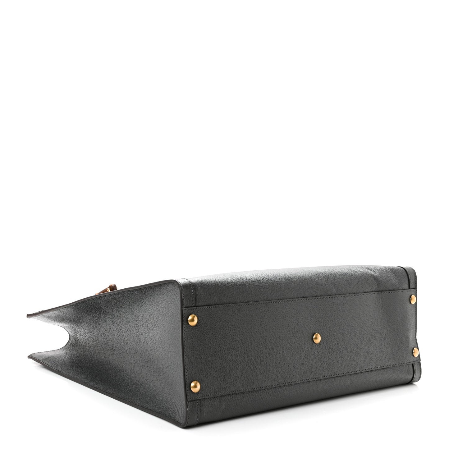 Textured Dollar Calfskin Web Studded Maxi Diana Tote Bag Graphite Grey