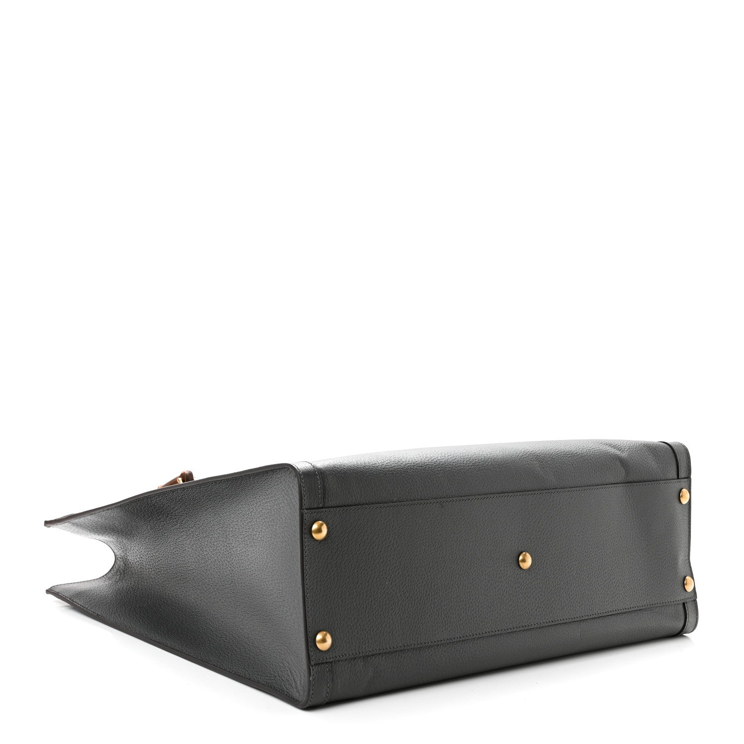 Gucci Textured Dollar Calfskin Web Studded Maxi Diana Tote Bag Graphite Grey 4 of 11