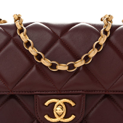 Chanel Lambskin Quilted Mini Logo Square Flap Burgundy 8 of 14