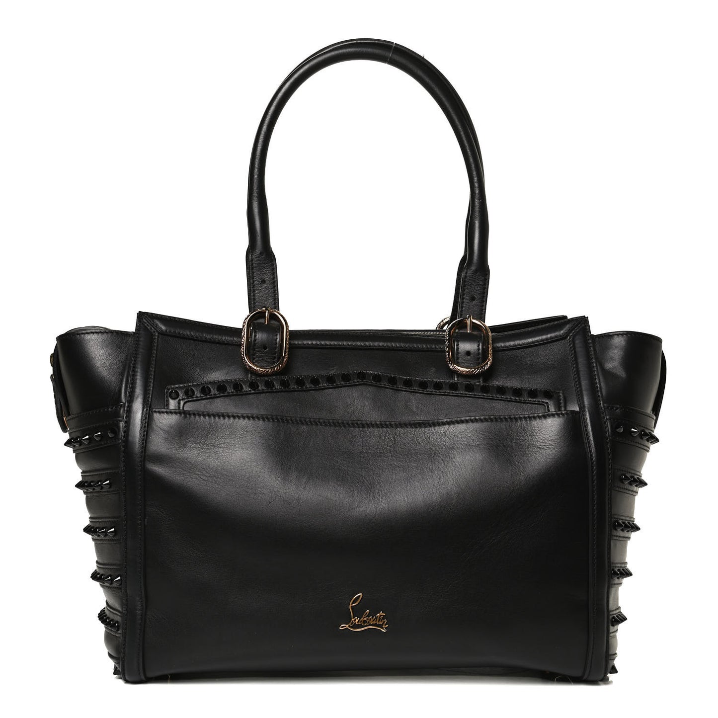 Calfskin Spikes Farida Bowler Bag Black