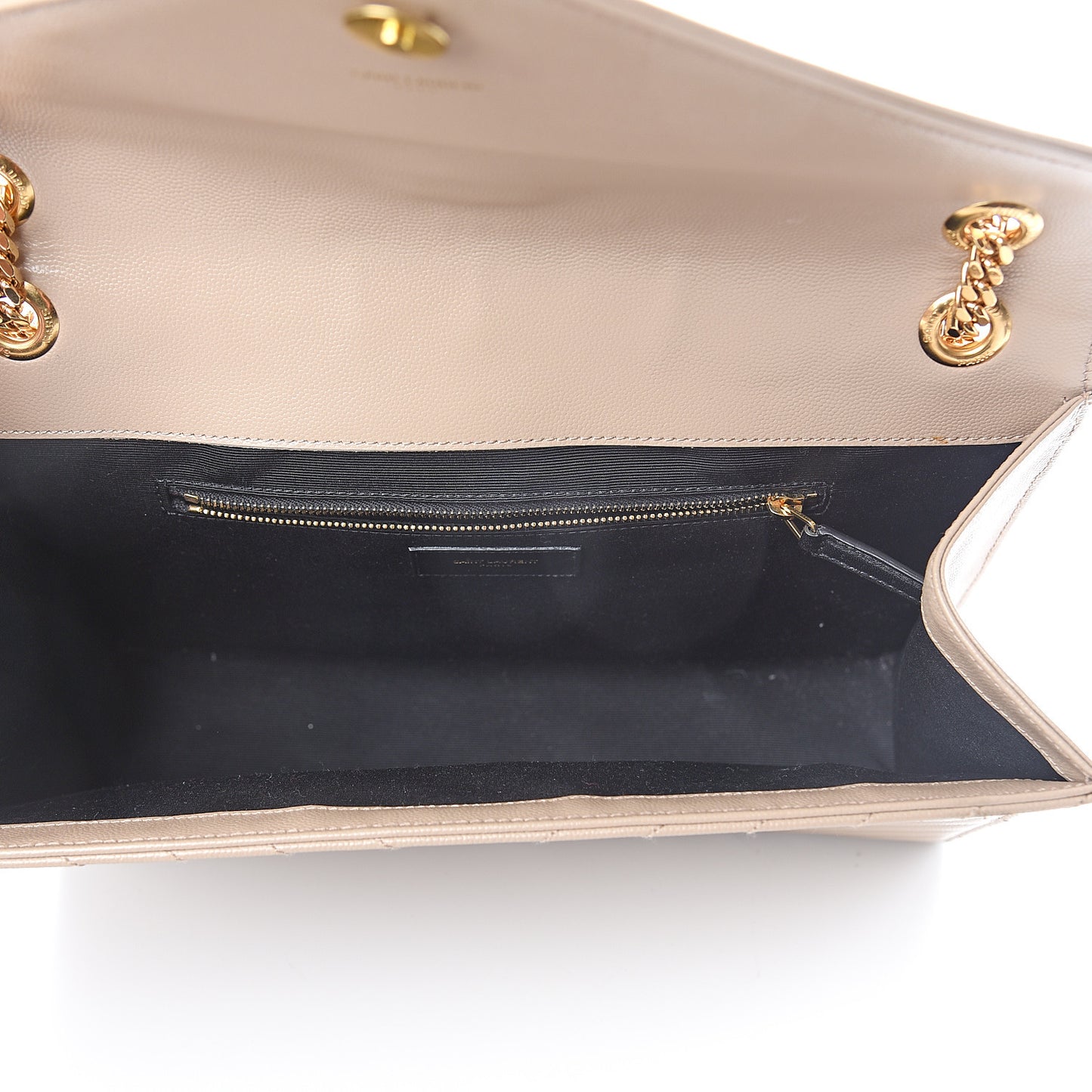 Grain De Poudre Matelasse Chevron Large Monogram Satchel Beige