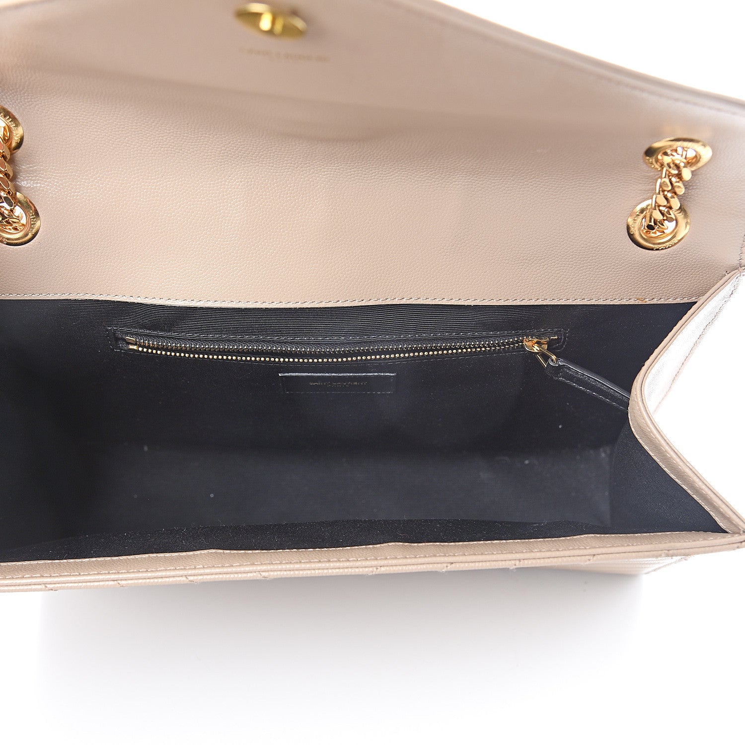 Saint Laurent Grain De Poudre Matelasse Chevron Large Monogram Satchel Beige 4 of 7