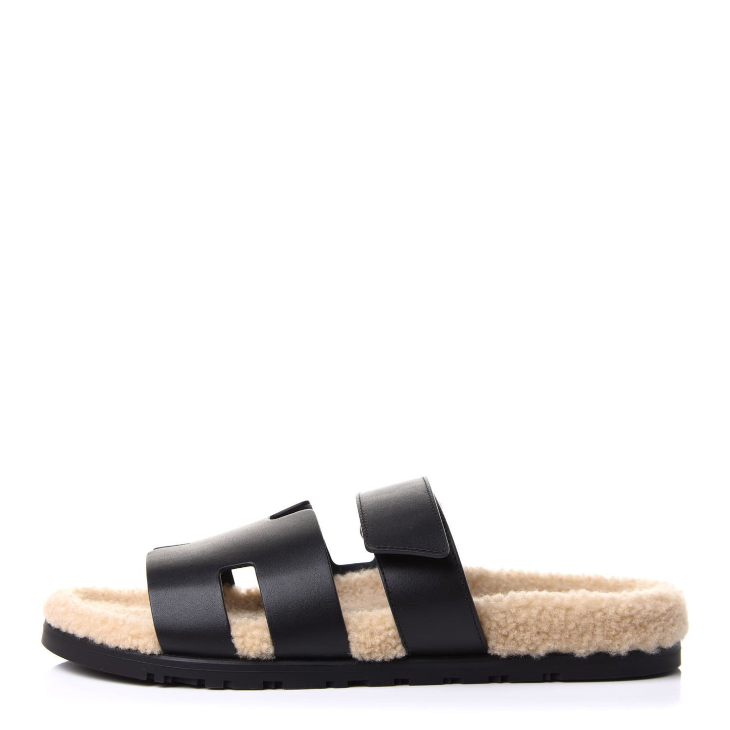 Calfskin Woolskin Mens Chypre Sandals 42.5 Black Ecru