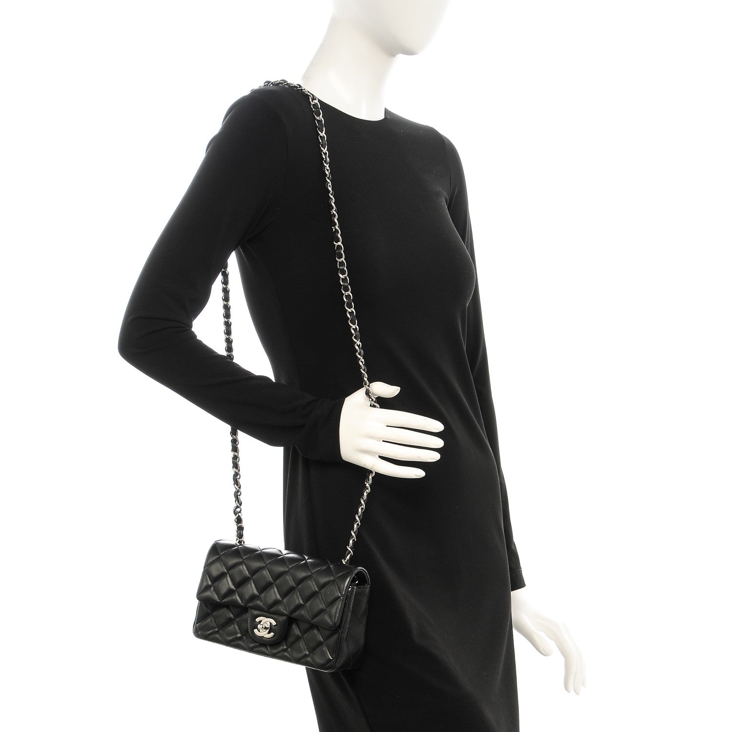 Chanel Lambskin Quilted Mini Rectangular Flap Black 2 of 7