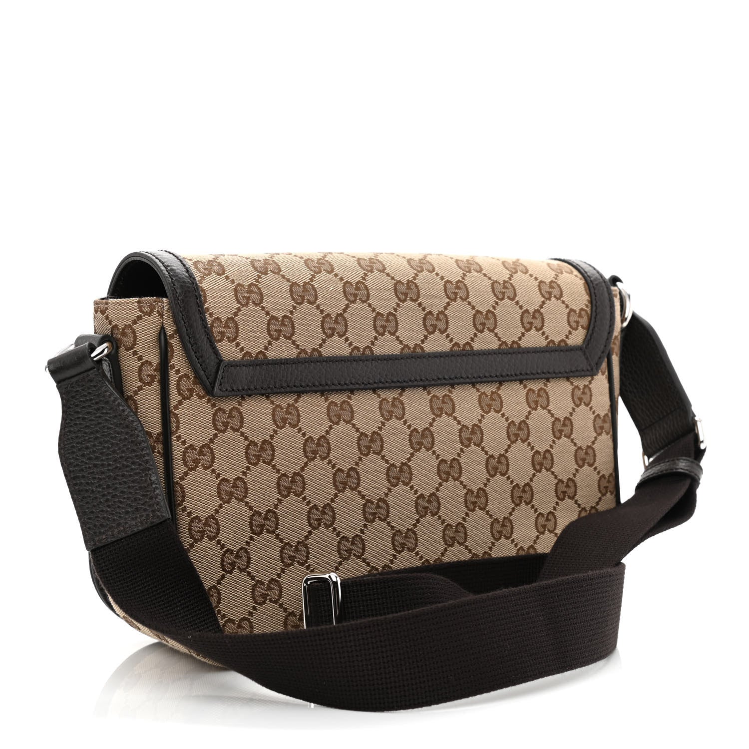 Gucci Monogram Flap Messenger Bag Beige Dark Brown 3 of 12