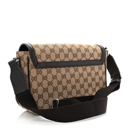 Gucci Monogram Flap Messenger Bag Beige Dark Brown 3 of 12