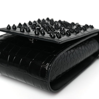 Christian Louboutin Crocodile Embossed Calfskin Spikes Loubinthesky Paloma Crossbody Phone Case Black 9 of 9