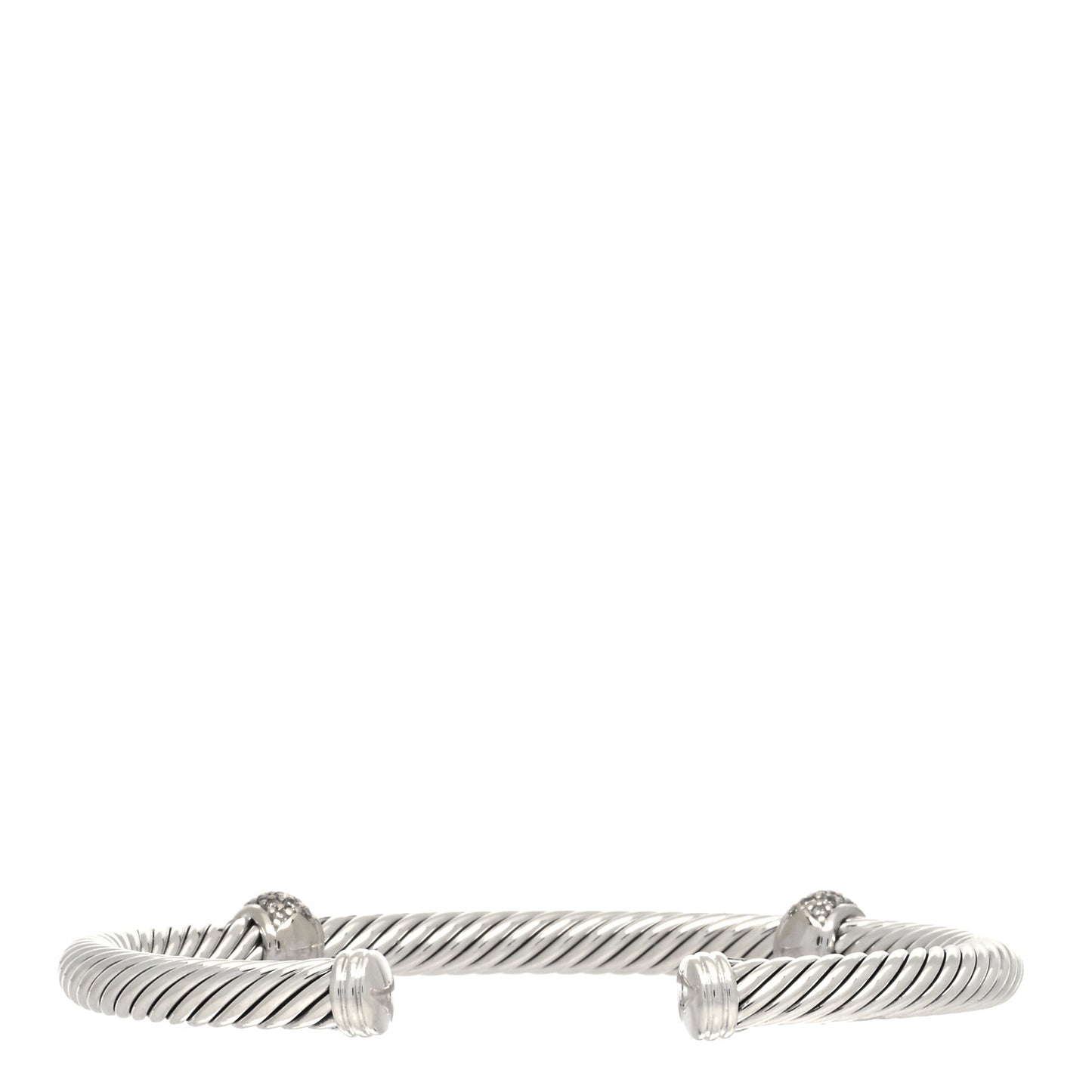 Sterling Silver 18K White Gold Diamond 5mm Cable Classics Double Station Bracelet