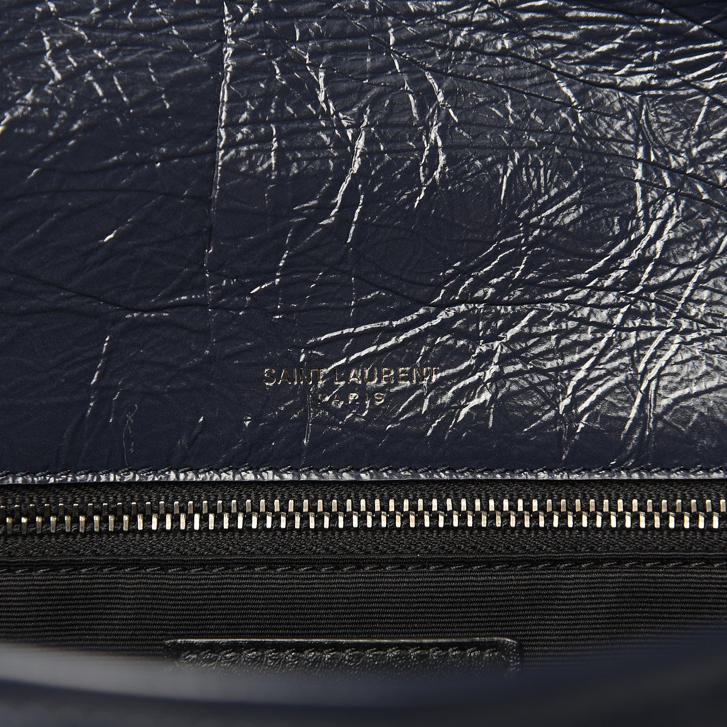 Saint Laurent Crinkled Calfskin Matelasse Monogram Medium Niki Chain Satchel Deep Marine 7 of 11