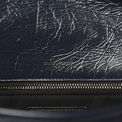 Saint Laurent Crinkled Calfskin Matelasse Monogram Medium Niki Chain Satchel Deep Marine 7 of 11