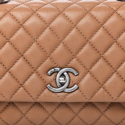 Chanel Caviar Quilted Small Coco Handle Flap Camel 10 of 14