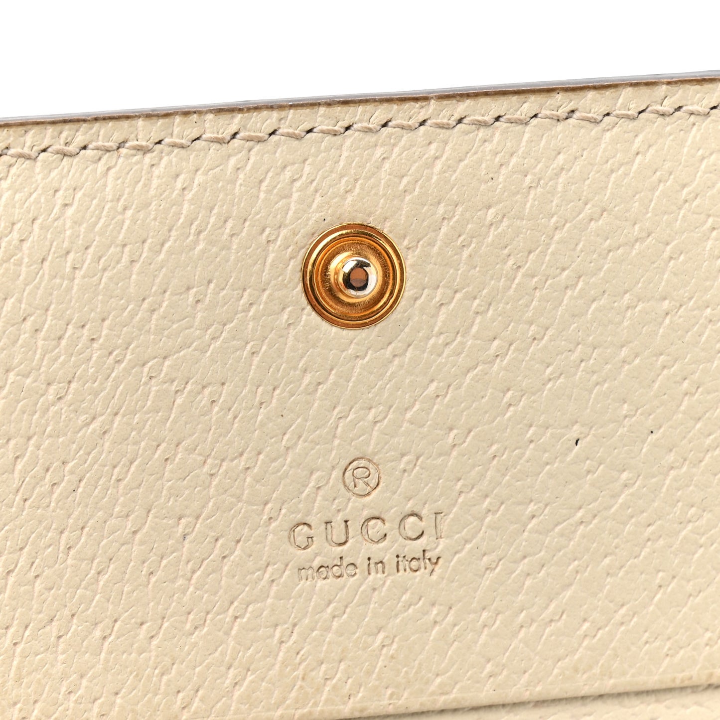 Textured Calfskin Web Ophidia Card Case Mystic White