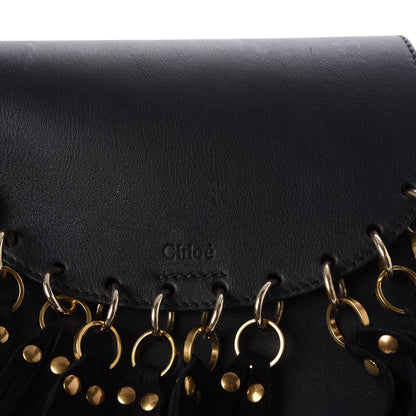 Chloe Calfskin Small Hudson Fringe Shoulder Bag Black 8 of 8