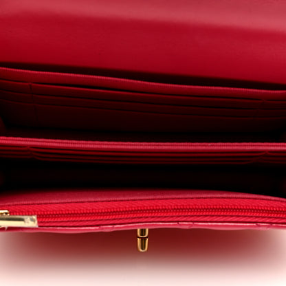 Chanel Shiny Calfskin Quilted Mini Multicolor Top Handle Wallet On Chain WOC Dark Pink 5 of 9