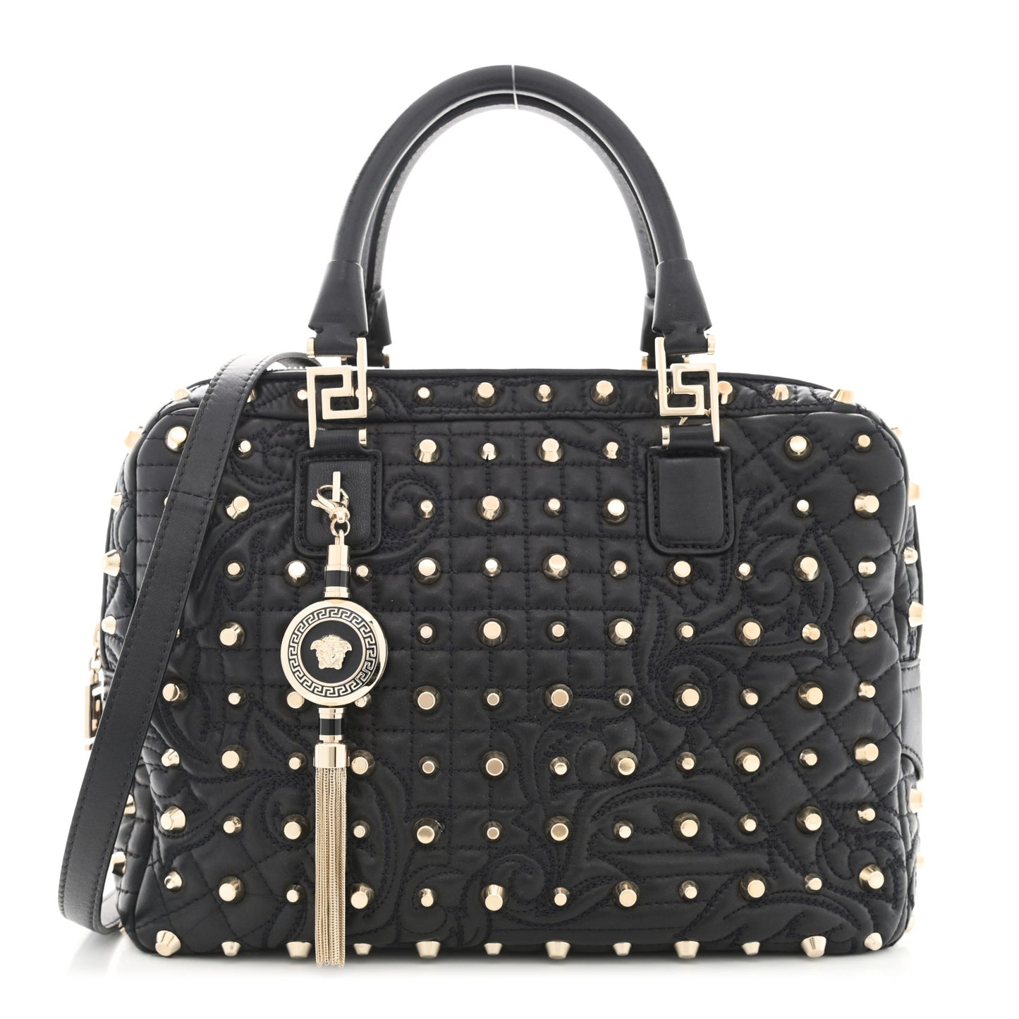 Nappa Barocco Quilted Studded Vanitas Demetra Black