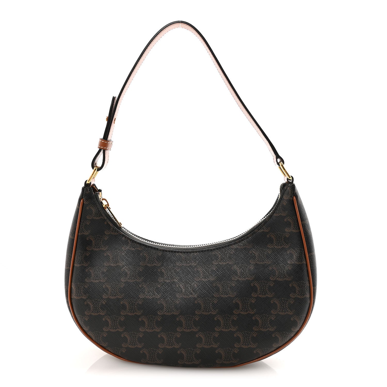 Celine Triomphe Canvas Calfskin Ava Shoulder Bag Tan 1 of 9