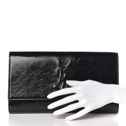 Saint Laurent Textured Patent Monogram Large Belle De Jour Clutch Black 2 of 6