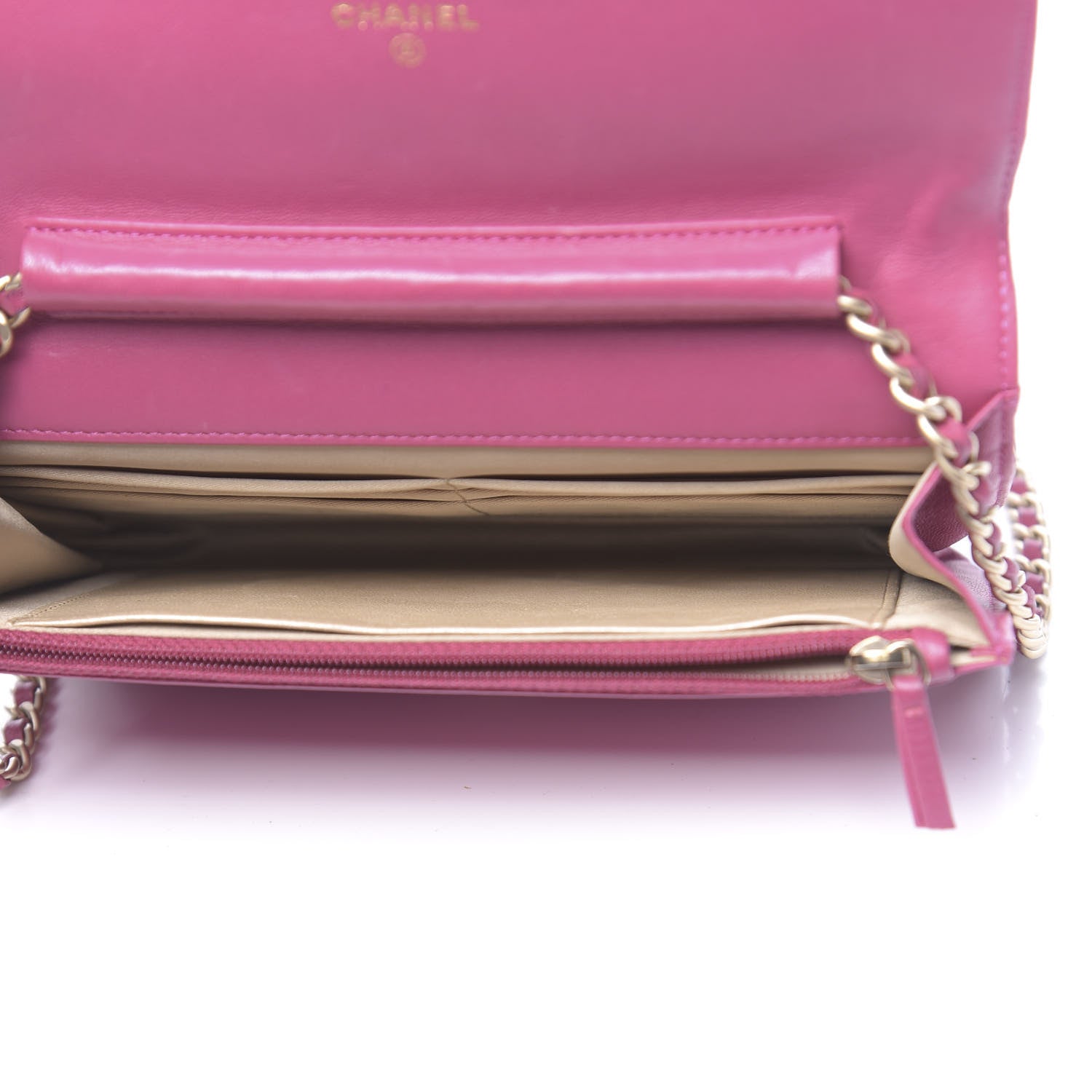 Chanel Lambskin Camellia Embossed Wallet On Chain WOC Pink 5 of 12