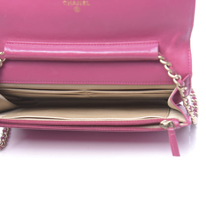 Chanel Lambskin Camellia Embossed Wallet On Chain WOC Pink 5 of 12