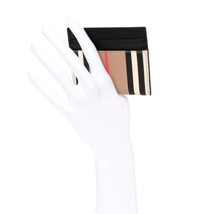 Burberry E-Canvas Calfskin Icon Stripe Card Case Archive Beige 2 of 8