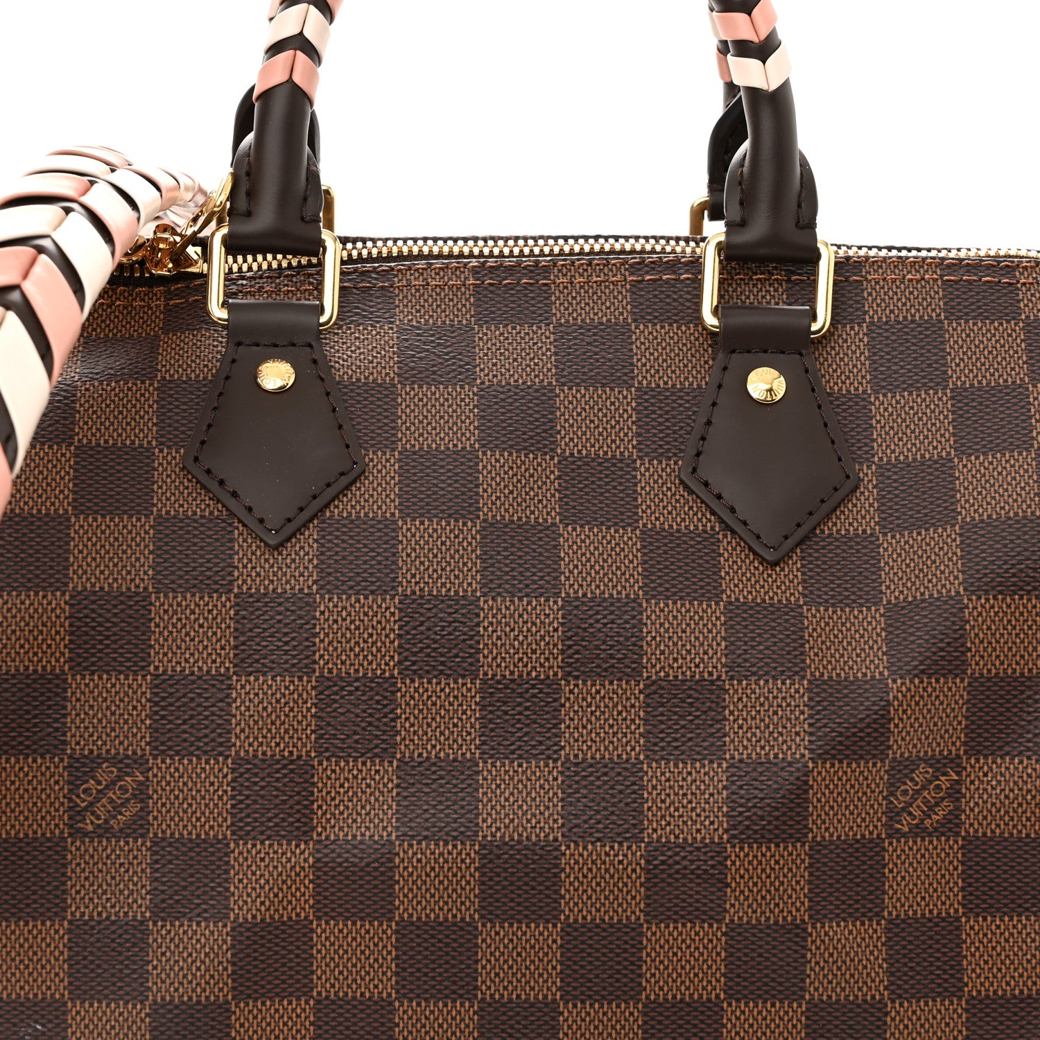 Louis Vuitton Damier Ebene Braided Speedy Bandouliere 25 Pink 7 of 10