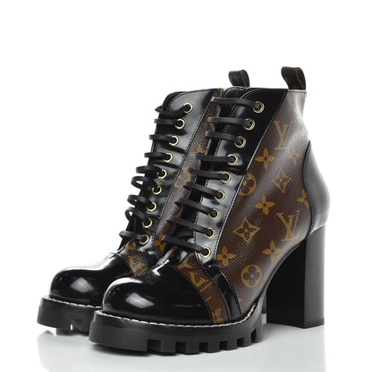 Louis Vuitton Patent Calfskin Monogram Star Trail Ankle Boots 38.5 Black 3 of 8