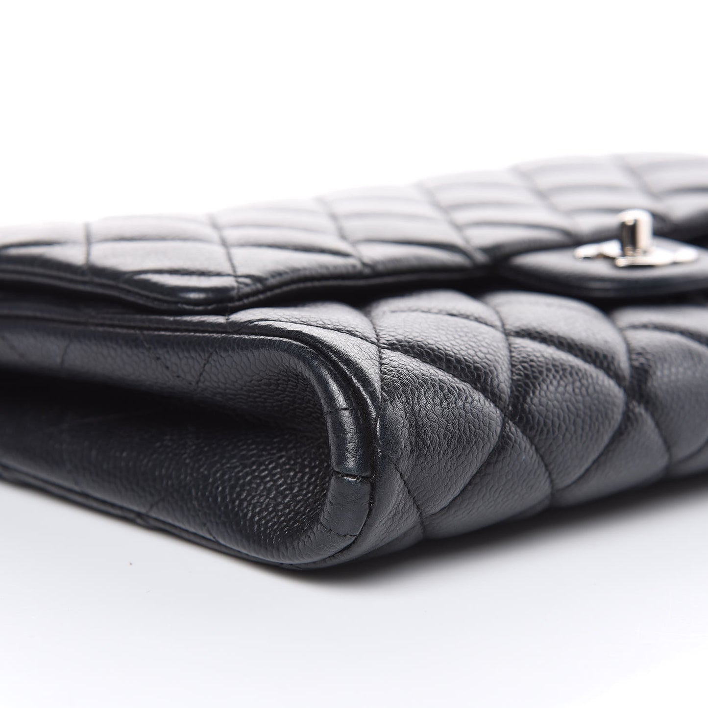 Caviar Quilted Clutch With Chain Flap Black