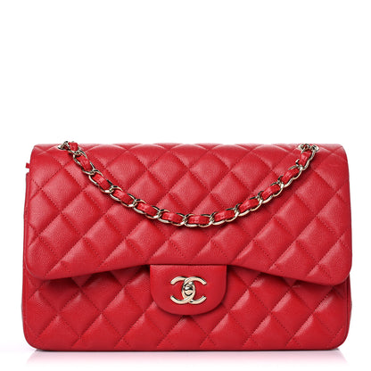Chanel Caviar Quilted Jumbo Double Flap Red 1 of 11